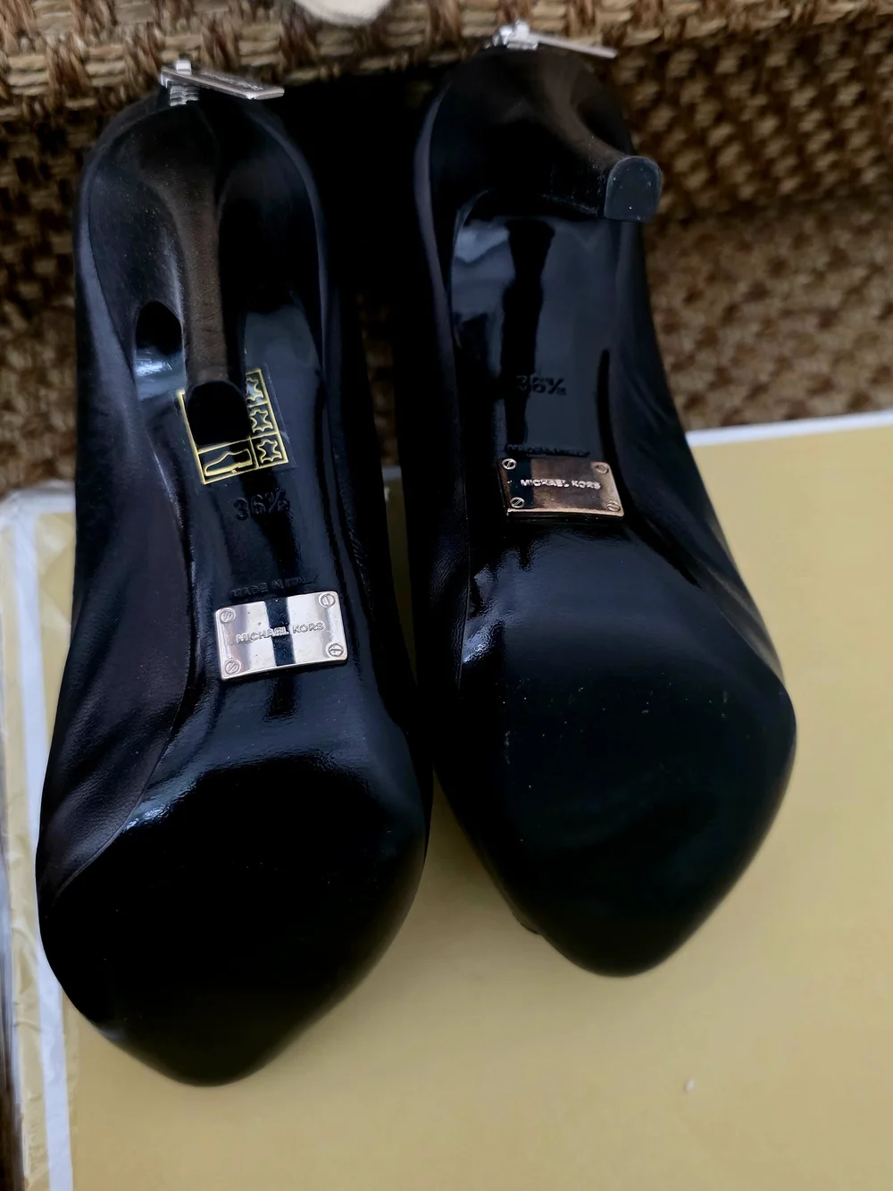 Michael Kors Black Strappy Peep-Toe Leather Ankle Booties. NWT.